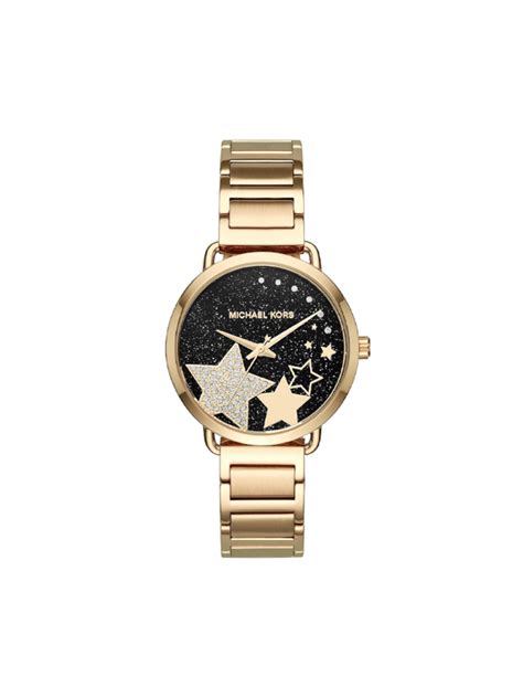 michael kors damenuhr mk3794 gold ip|Michael Kors Portia Black Crystal Pave Dial Ladies Gold Tone .